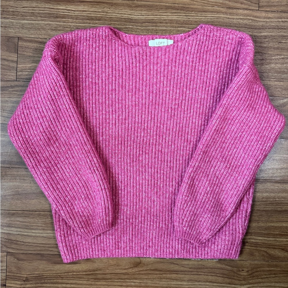 LOFT Vibrant Pink Crew Neck Sweater